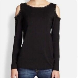 Bailey 44 | NWOT | Black Cold Shoulder Chain Detail Top | L